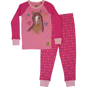Pink Horse with Hearts Pajamas Set