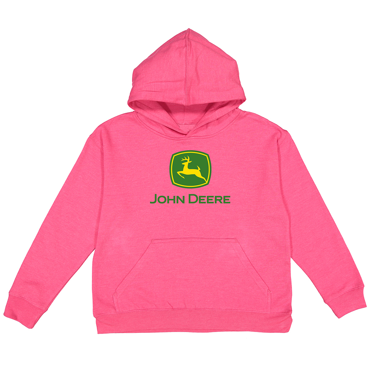 Authentic John Deere Women's Green Hoodie with Pink Plaid 1837 and JD Emblem NWT