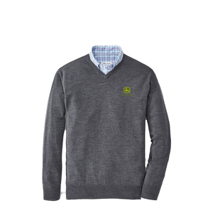 Men's Crown Soft Merino-Silk V-Neck Sweater - Charcoal
