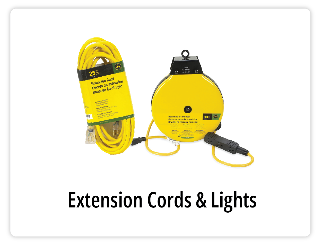 John Deere Extension Cords and Lights. John Deere Work Lamps.