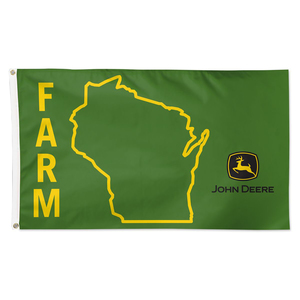 3 x 5 Green Wisconsin DLX Logo Flag