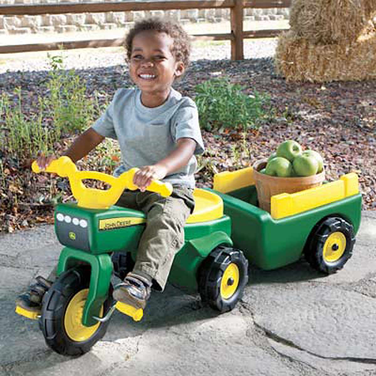 John Deere Plastic Trike with Cart Pedal Powered Durable Construction For 3y+ 