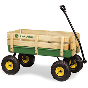 Green Wagon with Side Wood Stakes